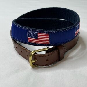 American Flag Ribbon Belt Canvas Hermann Oak Leather 34” Knot Clothing Company
